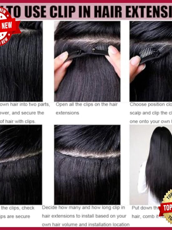 Straight Clip-In Human Hair Extensions 120g 22in 8pc Double Weft main image 5